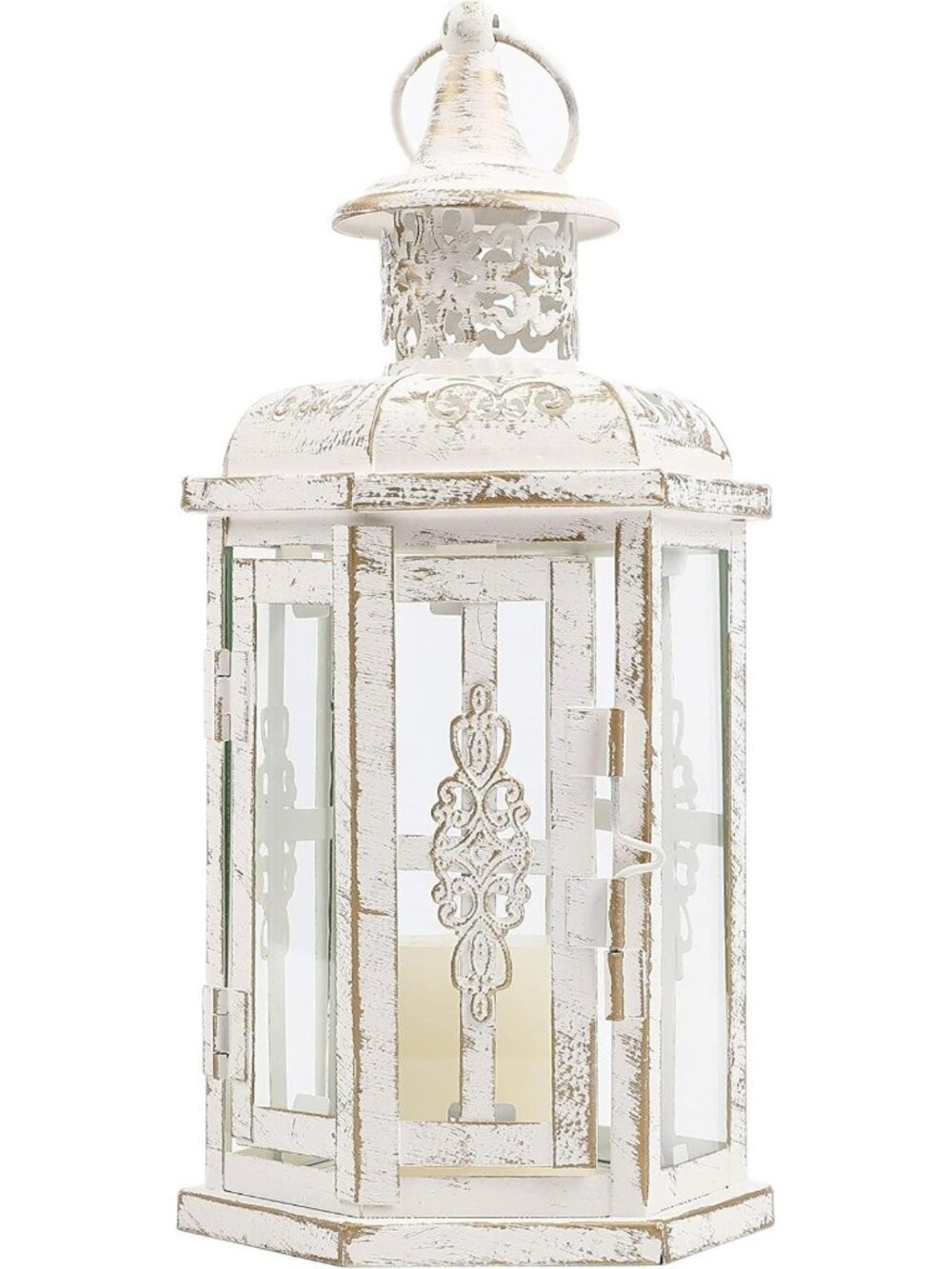 Vintage 10" Decorative Hanging Candle Lantern - Metal Candleholder for Events